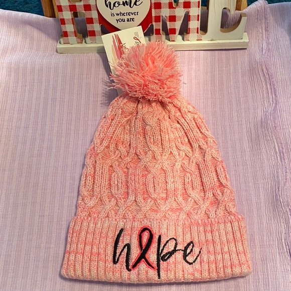 Hand Crafted Accessories - Breast Cancer Pink Hope Sparkle Crocheted Hat